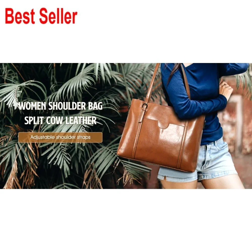 Genuine Leather Top Handle Satchel Tote Shoulder Bag